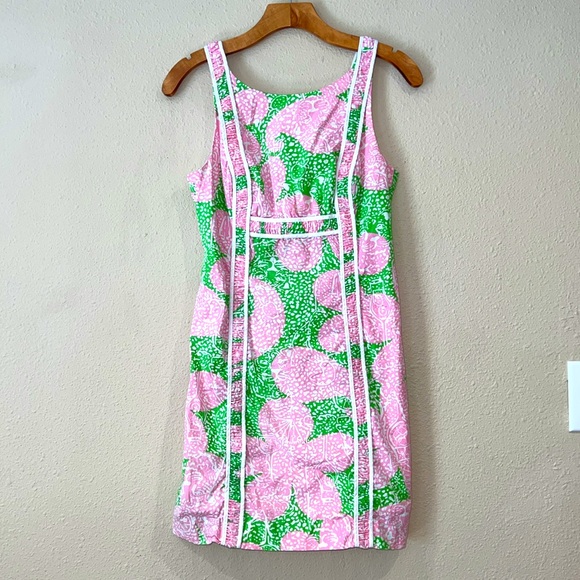 Lilly Pulitzer Limeade Cheat Ya Fryer Shift All Cotton pink green Dress size 0 - Picture 3 of 10